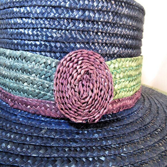 RARE VINTAGE LIZ CLAIBORNE STRAW HAT made in ITALY 7 1/2 main image 5